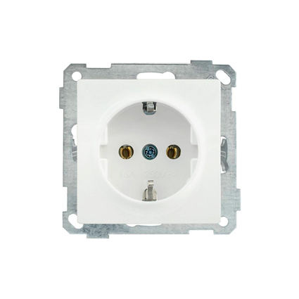 Розетка мех. 1-м СП BOLERO РС11-1-0-Б 16А с/з. бел. IEK ERB11-K01-16-1