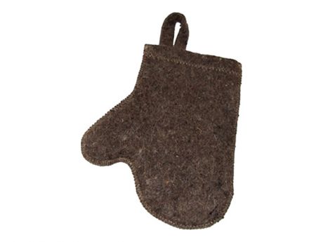 Рукавица банная темная шерсть 100% "Банные штучки"