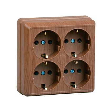 Розетка 4-м ОП Октава РС24-3-ОД16А IP20 с/з дуб IEK ERO41-K04-16-DC