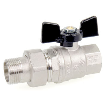 Кран шаровый BUGATTI 322  американка  3/4" F-M (бабочка) 