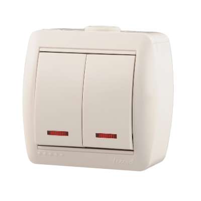 Выкл.2-кл.ОП Ната с инд. бел. Lezard 710-0200-112