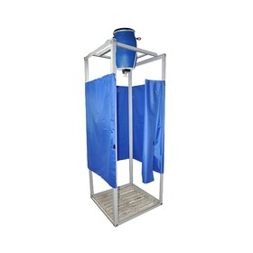 Душ садовый +стойки (бак пластик 55л с ЭВН, дерев.поддон, шторки) (501801)