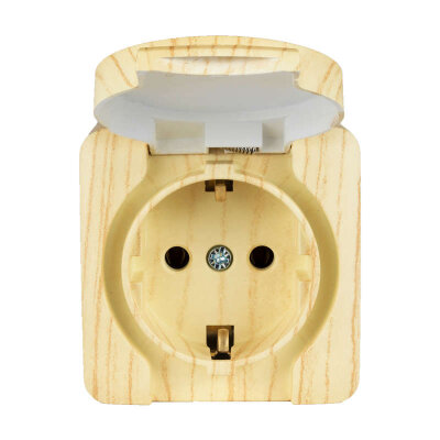 Розетка 1-м ОП VIOLA с/з с крышкой бел.дуб Lezard 751-5200-123