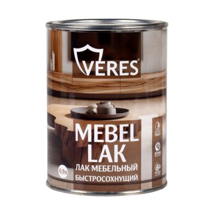 Лак мебельный быстросохнущий полуглянцевый 0,9л "Veres"
