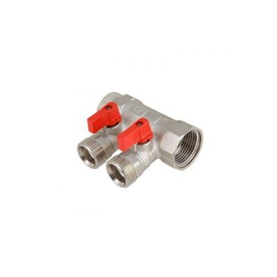 Коллектор с шаровыми кранами 3/4 х 2 вых. 1/2 нар.