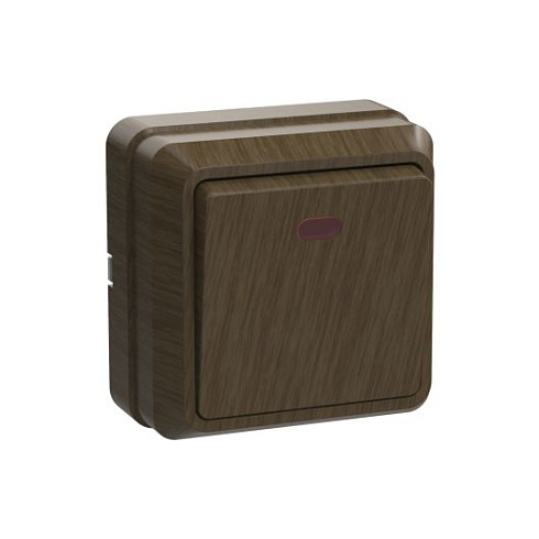 Выключатель 1-кл ОП Октава 10А IP20 ВС20-1-1-ОД с индикацией дуб IEK EVO11-K04-10-DC