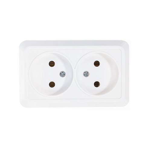 Розетка 2-м ОП Олимп 16А бел.О0102