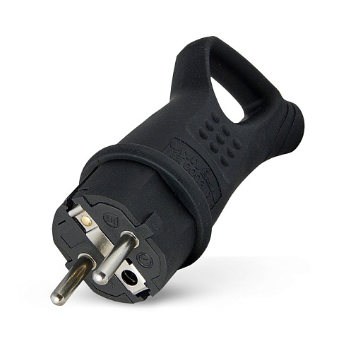 Вилка углов. однофазная с ушком (каучук) Universal 0003