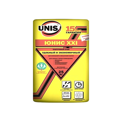 Клей плиточный "Юнис 21" (желтый мешок) 25кг