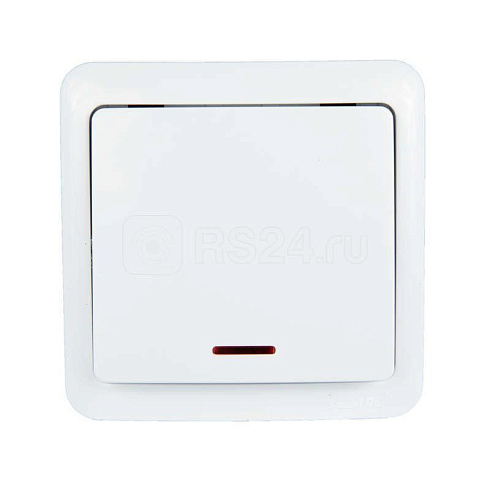 Выкл.1-кл.ОП VIOLA 10А бел. с подсвет. Lezard 751-0200-111