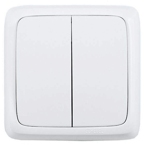 Выключатель 2-кл.ОП Альфа 10А с изолир. пластиной бел. HEGEL BA10-153