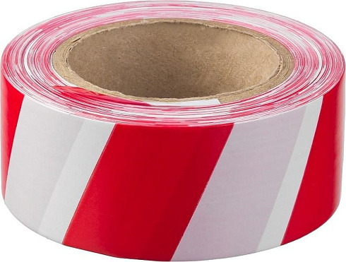 Лента сигнальная для ограждения 50ммх200м бело-красная (46910)