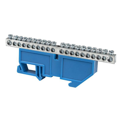 Шина на DIN рейку нулевая N6х9 20 отвер. син.изолят. Proxima EKF sn1-63-20-d