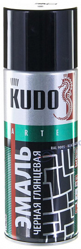 Краска Аэрозоль ЧЕРНАЯ ГЛЯНЦ. 520 мл "KUDO" KU-1002