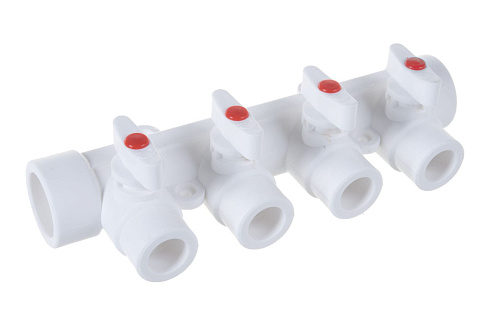 Коллектор PPR с шар.кранами д.40 на 4 выхода