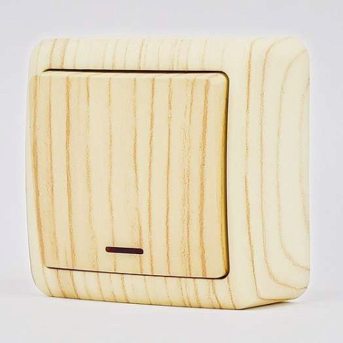 Выкл.1-кл.ОП VIOLA 10А бел.дуб. с подсвет. Lezard 751-5200-111