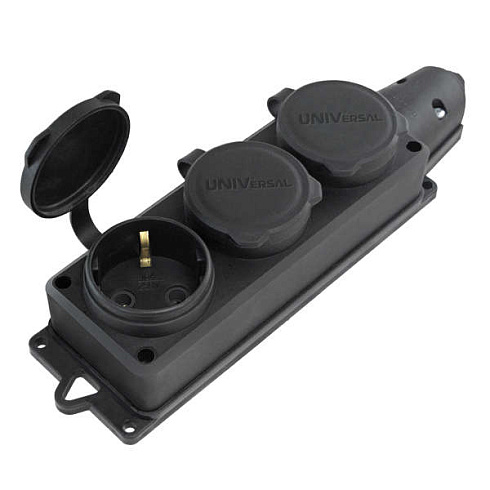 Колодка 3-м "Компакт" однофазная с заглушками (каучук) Universal 1323