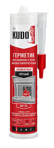 Герметик силикатный для печей и каминов KUDO черный, KSK-702, 280мл (210734)