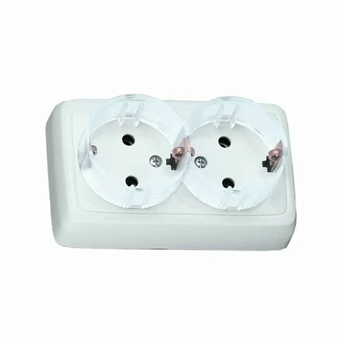 Розетка 2-м ОП Альфа 16А 250В з/ш с/з с изолир. пласт. (стакан) бел. HEGEL PA16-184