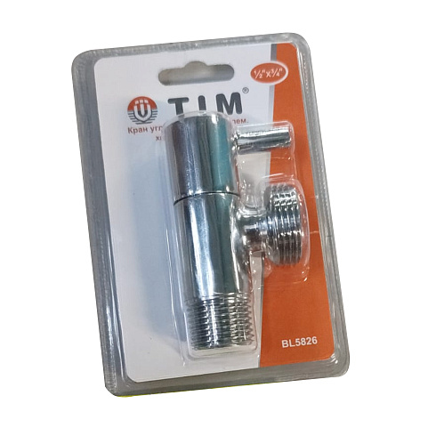 Кран угловой TIM хром. 1/2х3/4" 