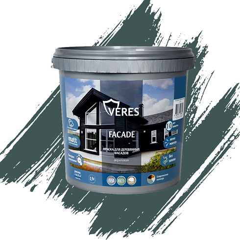 Краска "FACADE" для деревянных фасадов акриловая "Теплый камень" 0,9л (8) "Veres"