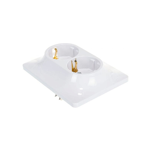 Розетка 2-м Glossa с/з в сборе белая Sche GSL000124