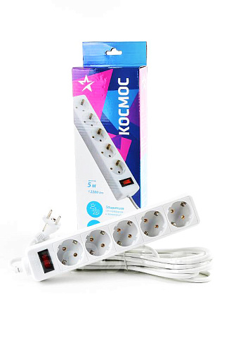 Удл.с сет.фильтром 5х3м с с/з ПВС3х0,75 Космос