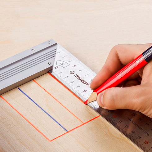 Карандаш 2-хцветный строит. по кафелю и стеклу красный ЗУБР Кс-2 (06310)