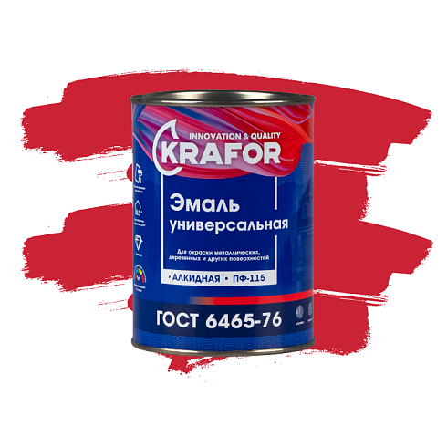 Эмаль ПФ-115  ВИШНЕВАЯ 0,8кг "KRAFOR" (6)