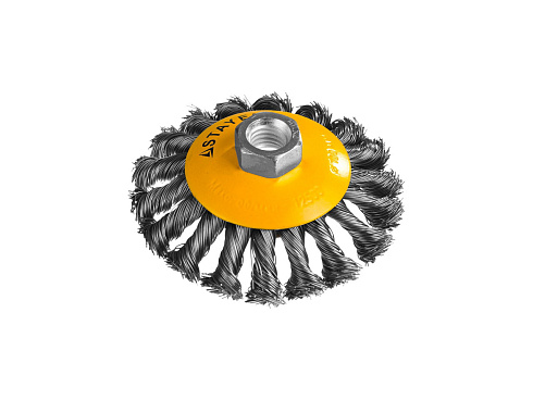 Щетка коническая для УШМ, закал.сплет.стальная проволока, 0,5мм,115мм/М14 STAYER (35135-115)