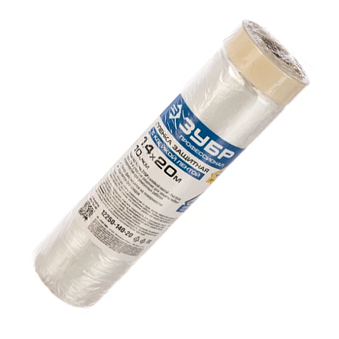 Пленка защитная с клеящей лентой HDPE 10мкм 1,40х20м "Зубр Профессионал" (12250-140-20)