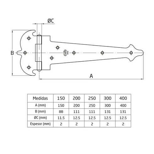 Петля Amig 554-400 накл. черная (6421)