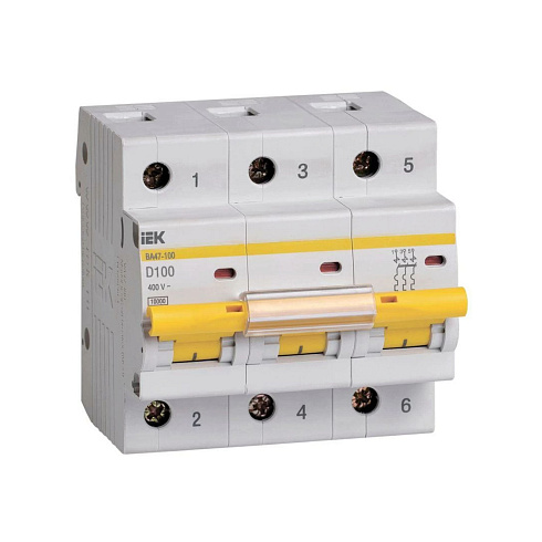 Выкл.авт.мод.3п D 100A BA 47-100 10кА ИЭК MVA40--100-D