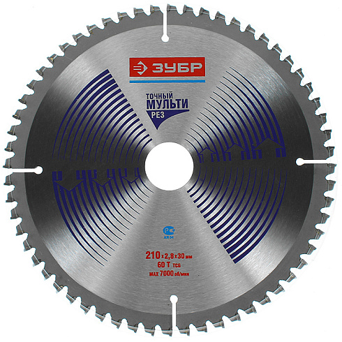Диск пильн. 210х30/20мм, 60Т "Универсал/" по алюм., ламинату, пласт.,ДСП, ЗУБР (36916-210-30-60_z01)