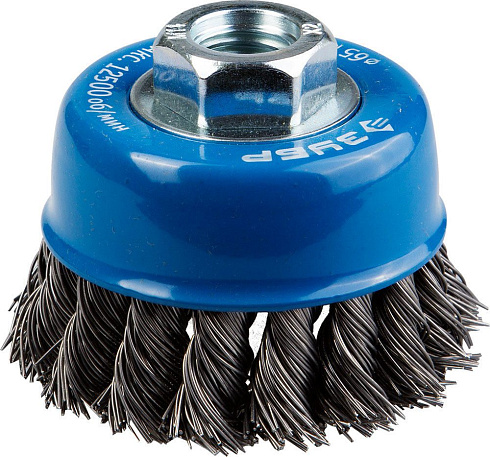 Щетка чашечная для УШМ, плетеные пучки проволоки 0,8мм, 65мм/М14 ЗУБР (35277-065_z01)