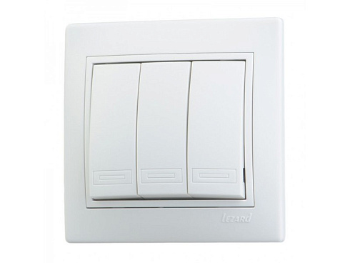 Выкл.3-кл.СП Мира  бел/бел . Lezard 701-0202-109