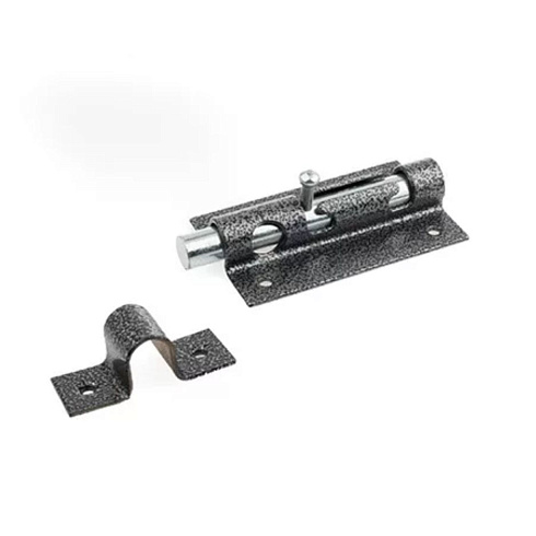 Засов накл. "Делга" под замок с круглым ригелем (ант.серебро)