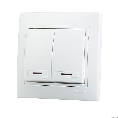 Выкл.2-кл.СП Мира с инд. бел/бел . Lezard 701-0202-112