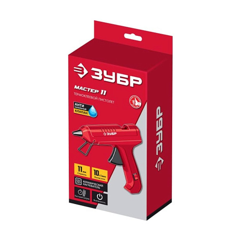 Пистолет термоклеящий электрический, d11мм ЗУБР Мастер 11 (06851-11)