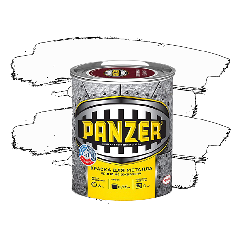 Грунт-эмаль по ржавчине "PANZER" гладкая белая 1,9л (6)