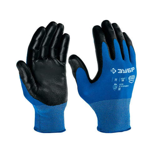 Перчатки маслобензостойкие ЗУБР Механик, нитрил.покрытие, L (11276-XL)