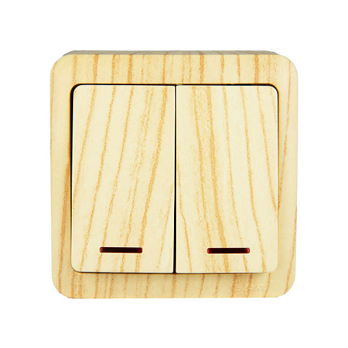 Выкл.2-кл.ОП VIOLA 10А бел.дуб. с подсвет. Lezard 751-5200-112