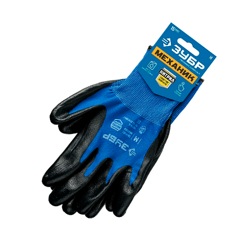 Перчатки маслобензостойкие ЗУБР Механик, нитрил.покрытие, L (11276-XL)