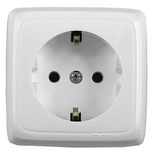 Розетка 1-м ОП Альфа 16А 250В с/з з/ш с изолир. пласт. бел.HEGEL PA16-113