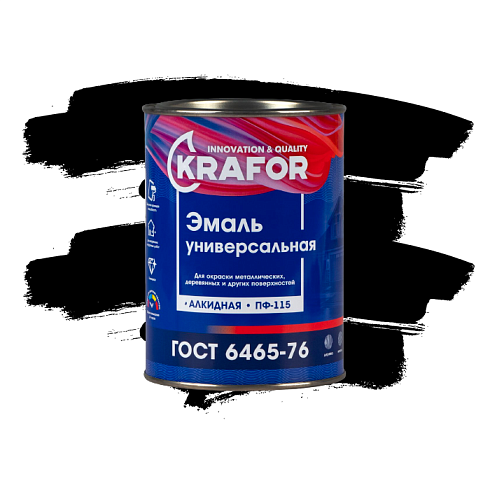 Эмаль ПФ-115  ЧЕРНАЯ 0,8кг "KRAFOR"