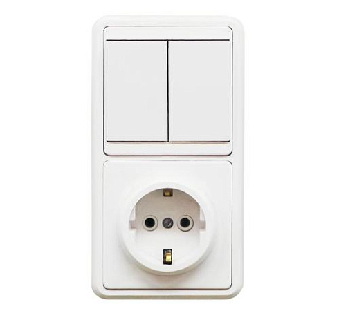 Блок 2кл выкл.+роз. с заземл. Бэлла БКВР-032 Кунцево 5831