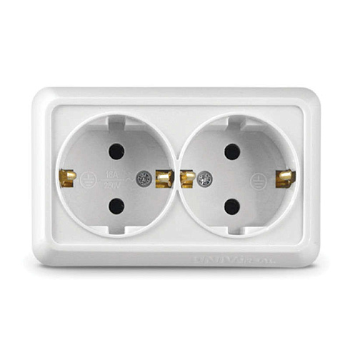 Розетка 2-м ОП Олимп 16А с/з бел.О0128