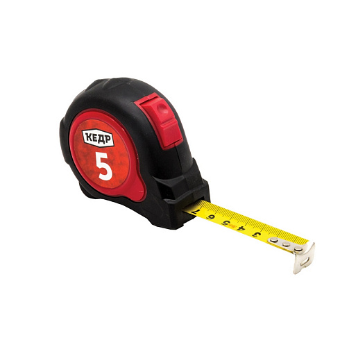 Рулетка красная двухкомп.корпус с АВТОСТОПОМ 5м "Кедр" 015-0519 (12)