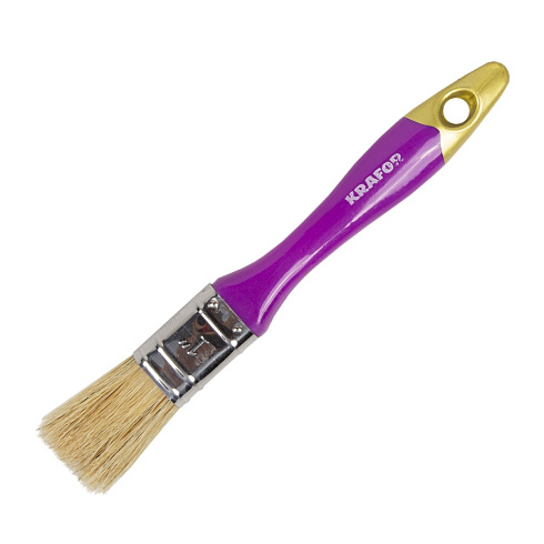 Кисть плоская №1 пласт.ручка натур.щетина Krafor 003-0010