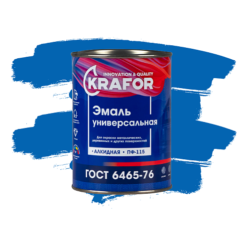 Эмаль ПФ-115  СИНЯЯ 0,8кг "KRAFOR" (6)